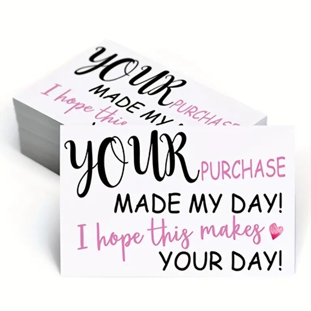 Thank You Cards with Pink and Black Text, NEW, 50pcs.
